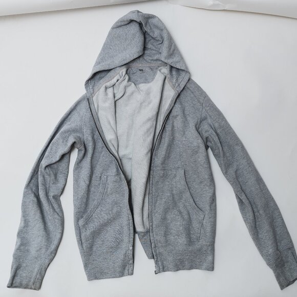 UNIQLO Gray Full-Zip Hoodie Sweatshirt Size S (Missing Zipper Pull) - Picture 1 of 4